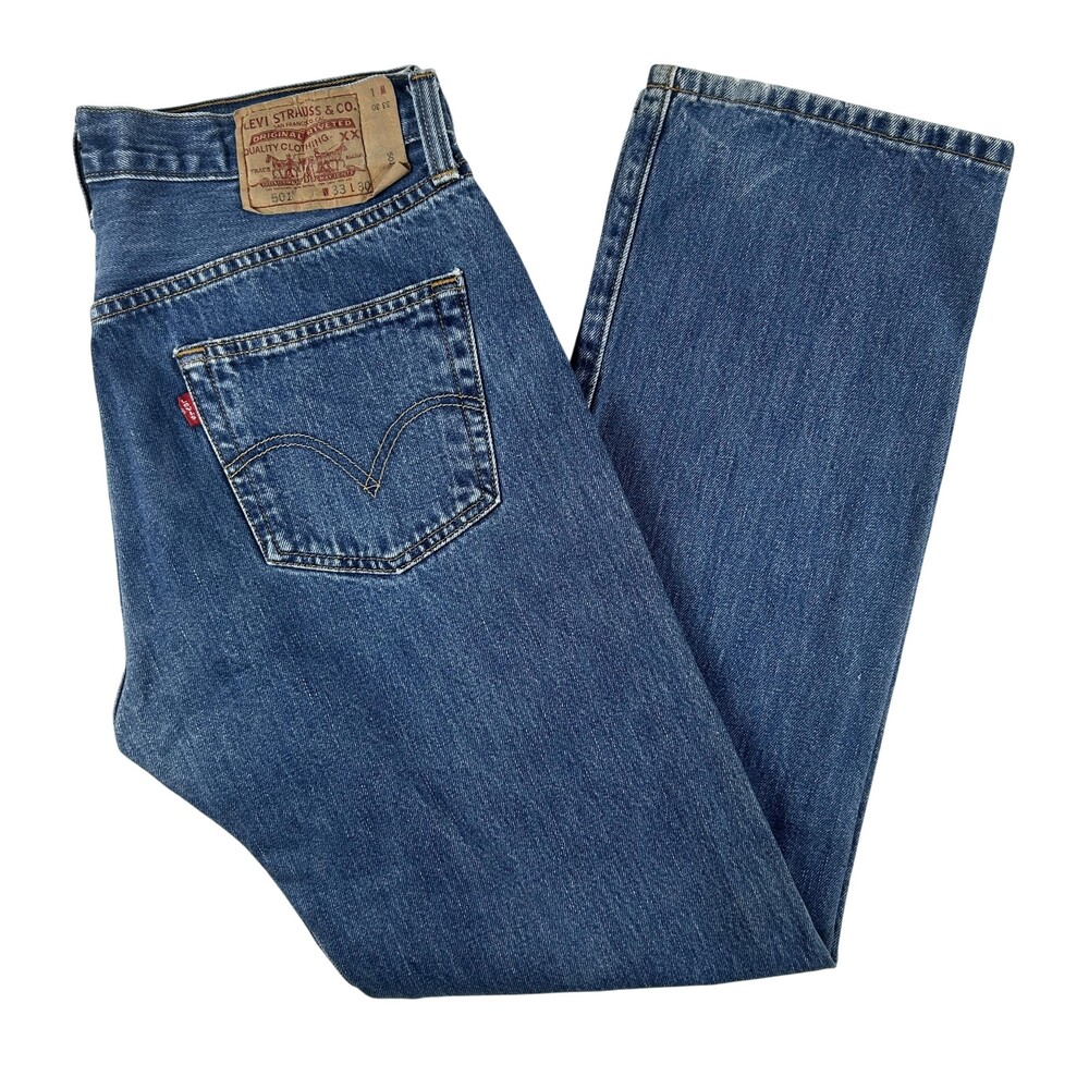 Levis 501 Jeans Mens 32x30 Medium Wash Denim Regular Straight Button Fly Y2K